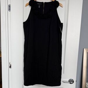 INC International Concepts Black Ruffle Neck Mini Dress